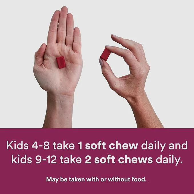 SmartyPants Kids Mineral Chews: Magnesium Citrate D3, Vitamin K2, Zinc 60 Count (30 Day