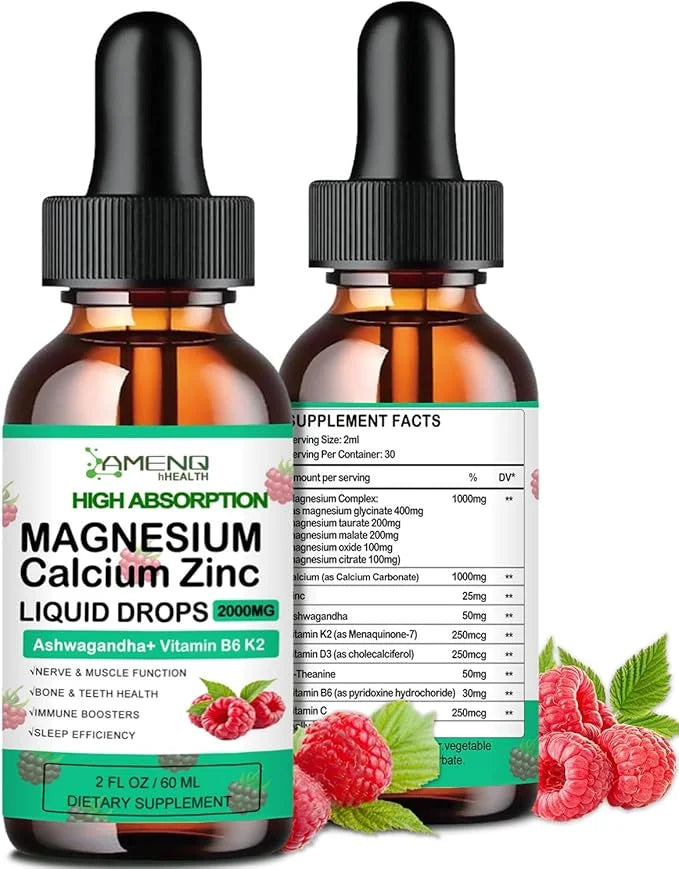 Calcium Magnesium Zinc D3 Supplement, Liquid 1000mg Magnesium 400mg with D3 K2 K2 C,