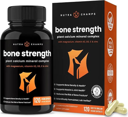 Bone Strength Supplements 600mg | D3 2000 2000 IU, K2, Magnesium, 120 Vegan