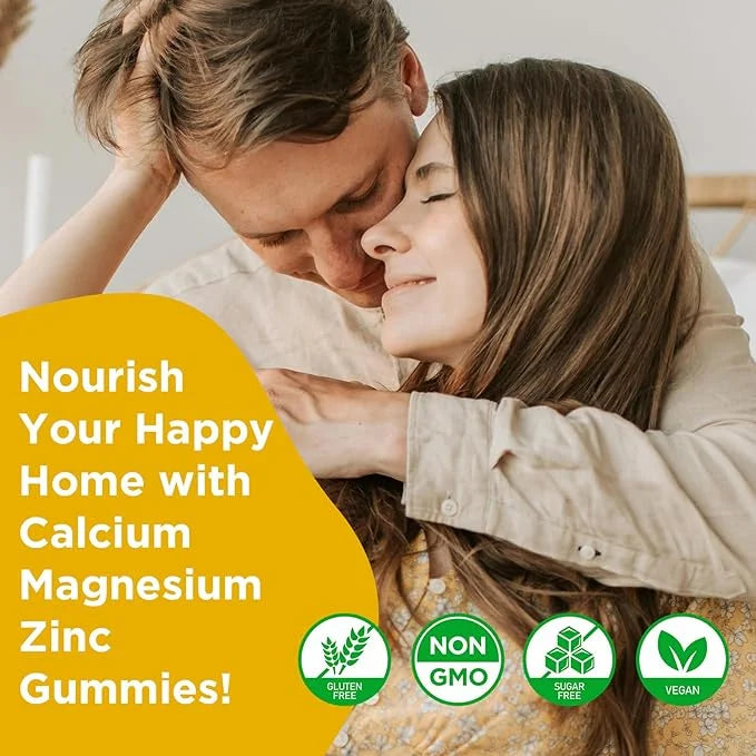 Calcium Magnesium Zinc Gummies with Vitamin D3, Sugar 60 Count