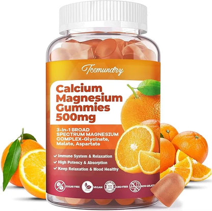 Calcium Magnesium Gummies High Absorption Calcium 600 mg 500 mg D3 & K2 for (60 Count)