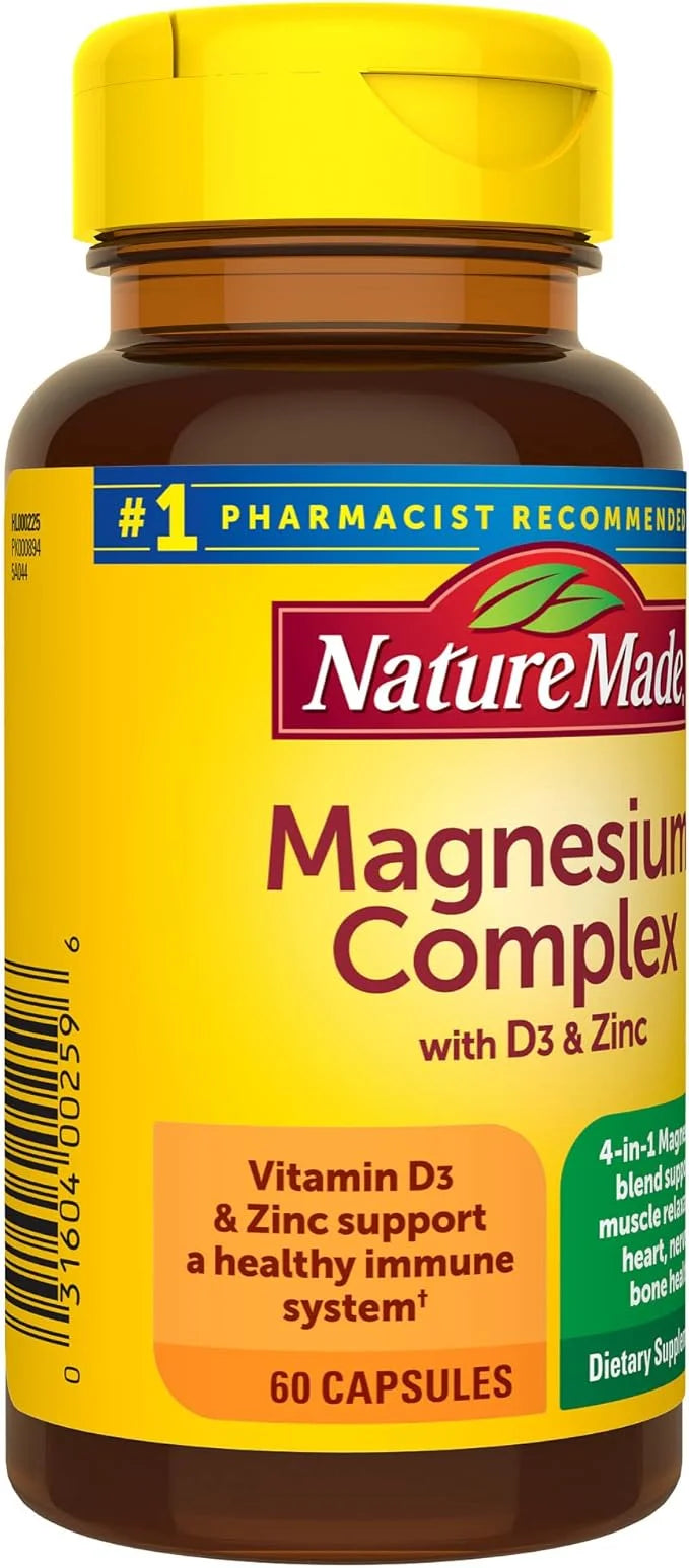 Nature Made Magnesium Complex with Vitamin D3 & 60 Capsules, 30 Day