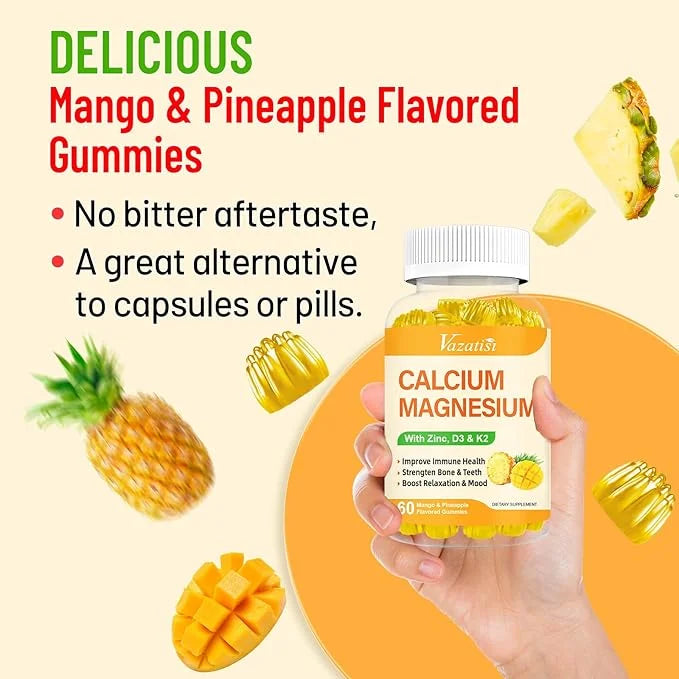 Calcium Magnesium Zinc Gummies with Vitamin D3 & K2, High 120 Gummies…