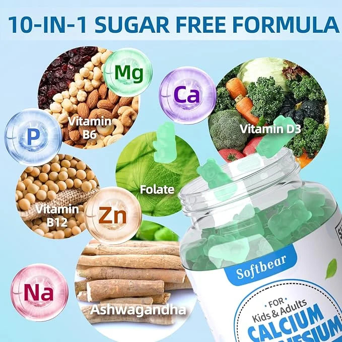Calcium Magnesium Zinc Gummies for Women, 600 mg D3,B6,B12 for 120 Gummies