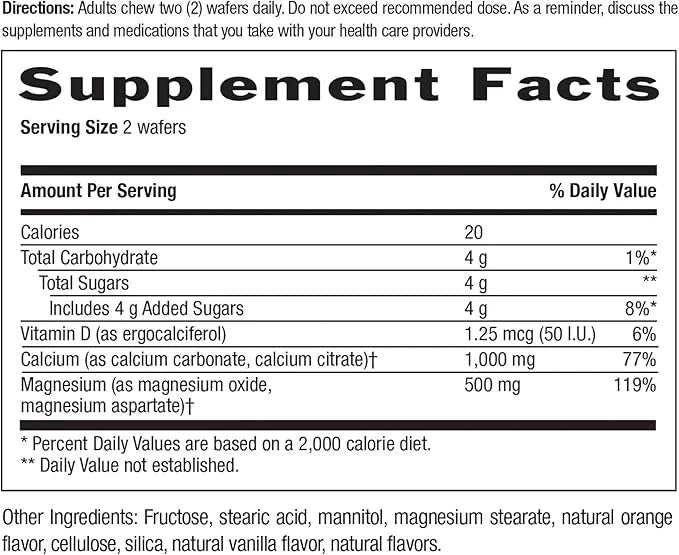 Country Life Cal-Snack, Chewable Calcium, Magnesium 1000mg/500mg/50 IU, 60 Wafers,