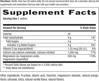 Country Life Cal-Snack, Chewable Calcium, Magnesium 1000mg/500mg/50 IU, 60 Wafers,