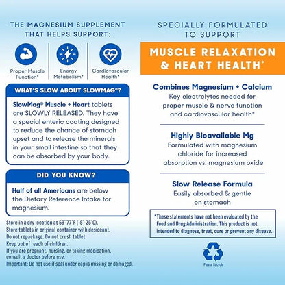 SlowMag Muscle + Heart Magnesium Chloride 60 Count