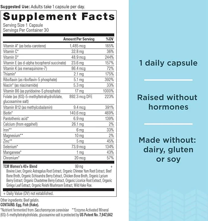 Ancient Nutrition Multivitamin for Women, Ancient 40+ Once K2, Folate 30ct