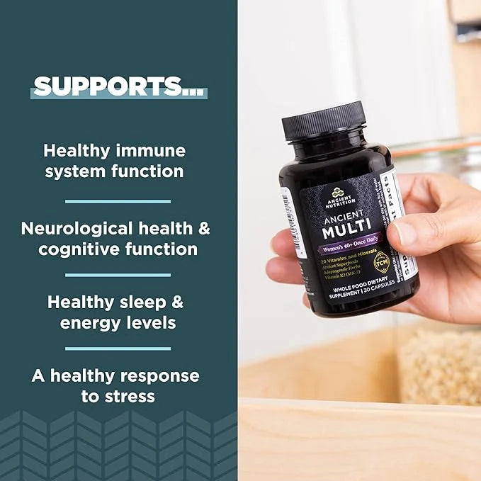 Ancient Nutrition Multivitamin for Women, Ancient 40+ Once K2, Folate 30ct