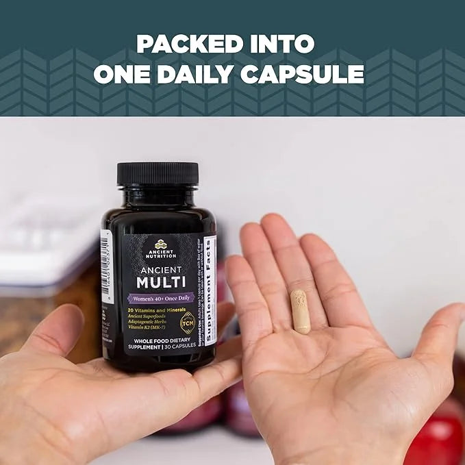 Ancient Nutrition Multivitamin for Women, Ancient 40+ Once K2, Folate 30ct
