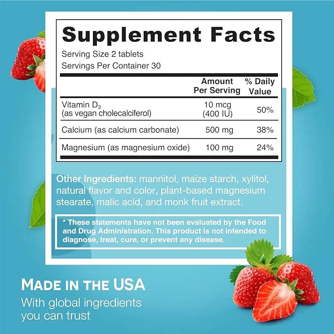 EZ Melts Dissolvable Calcium & Magnesium D3, Sugar-Free, 1-Month Supply