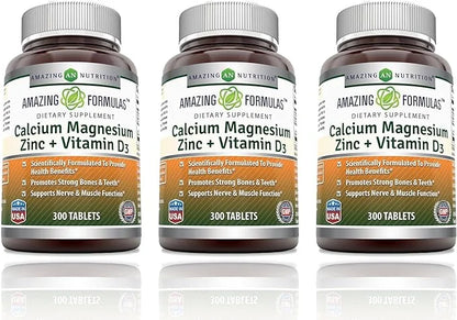 Amazing Formulas Calcium Magnesium Zinc D3 Supplement (300 Count 3 Pack)