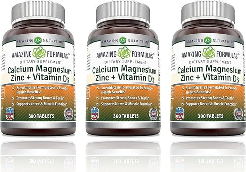 Amazing Formulas Calcium Magnesium Zinc D3 Supplement (300 Count 3 Pack)