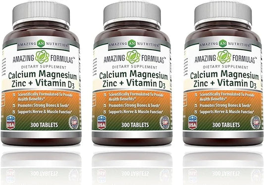 Amazing Formulas Calcium Magnesium Zinc D3 Supplement (300 Count 3 Pack)