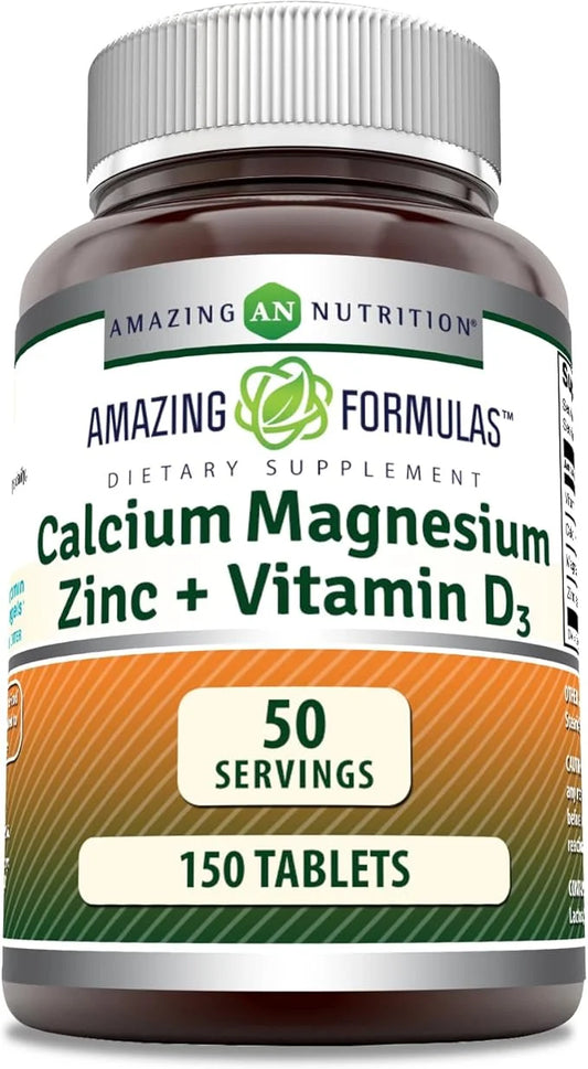 Amazing Formulas Calcium Magnesium Zinc + D3 Supplement 150 Tablets