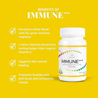 IMMUNE+++ Vital Essentials Vitamin C Supplement 500mg - 3 Powerful 30 Tablets