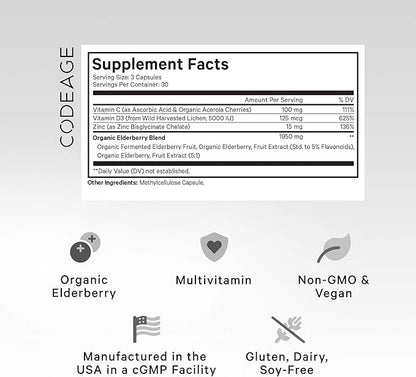 Codeage Organic Black Elderberry Supplement 90 Capsules