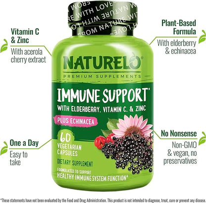 NATURELO Immune Support – Vitamin C, 120 Vegan