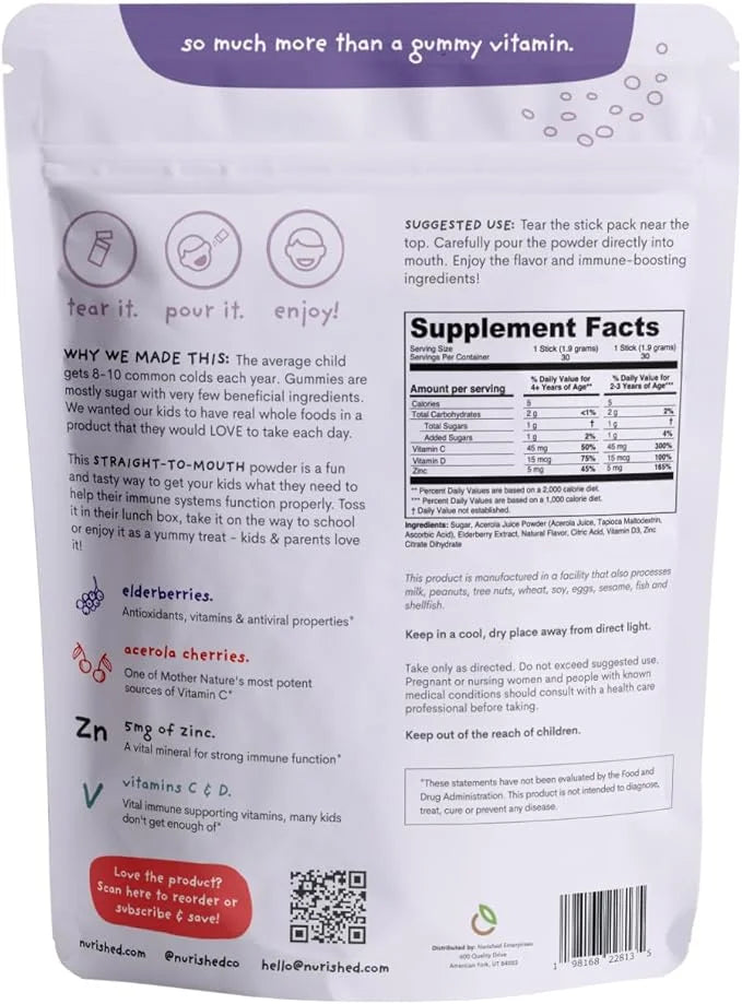 Kids Immune Booster with Elderberry, Acerola 30 Servings 2 flavors