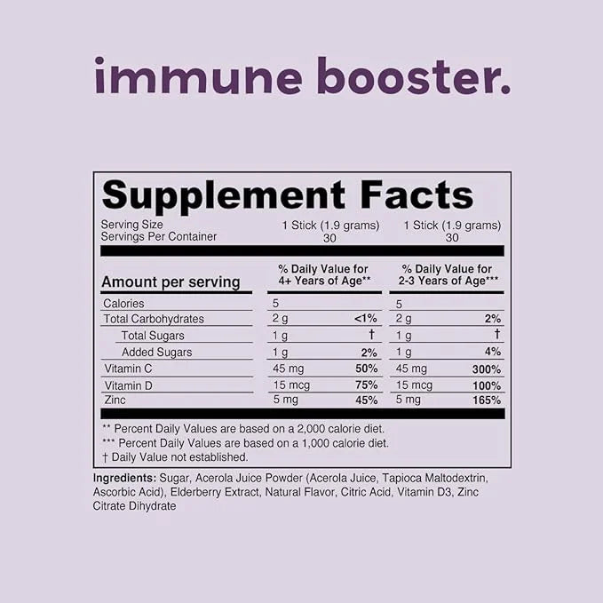 Kids Immune Booster with Elderberry, Acerola 30 Servings 2 flavors