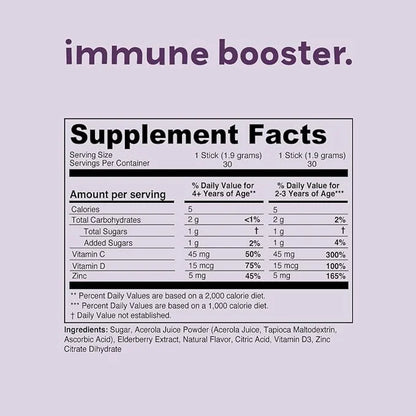 Kids Immune Booster with Elderberry, Acerola 30 Servings 2 flavors
