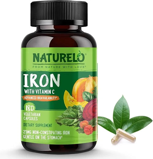 NATURELO Vegan Iron Supplement with Vitamin 180 Mini