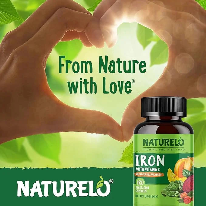 NATURELO Vegan Iron Supplement with Vitamin 180 Mini
