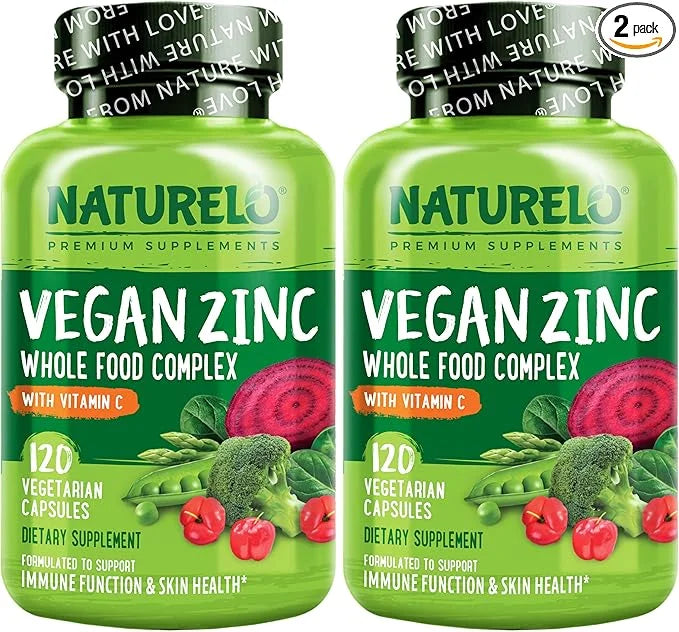 NATURELO Vegan Zinc Immune Support Capsules 120 Capsules (2 Pack)