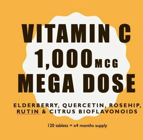 Immunity Vitamin C 1000mg with Elderberry, 4 Months 120 Tablets