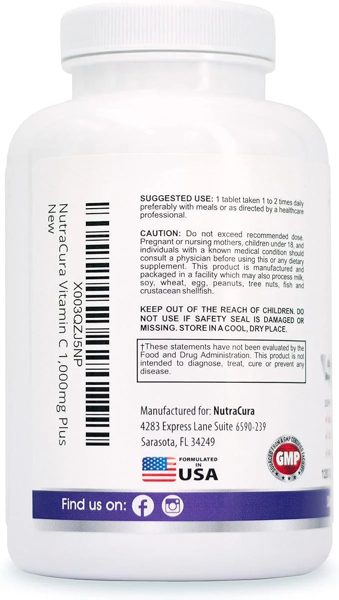 Immunity Vitamin C 1000mg with Elderberry, 4 Months 120 Tablets