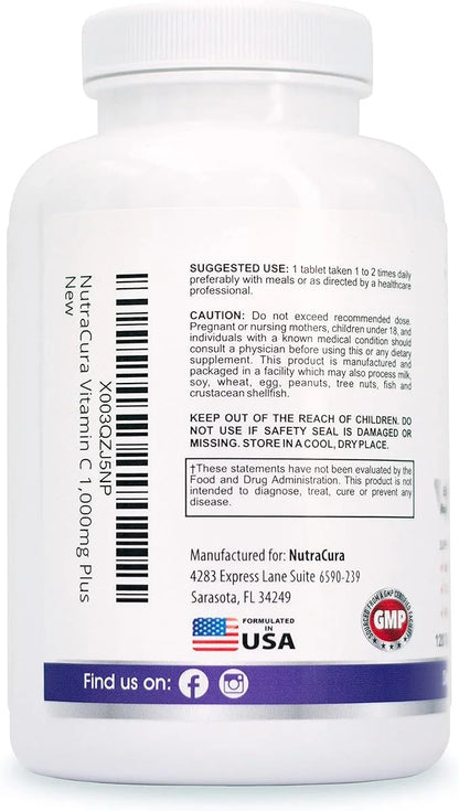 Immunity Vitamin C 1000mg with Elderberry, 4 Months 120 Tablets