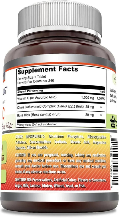 Amazing Formulas Vitamin C with Rose 240 Tablets