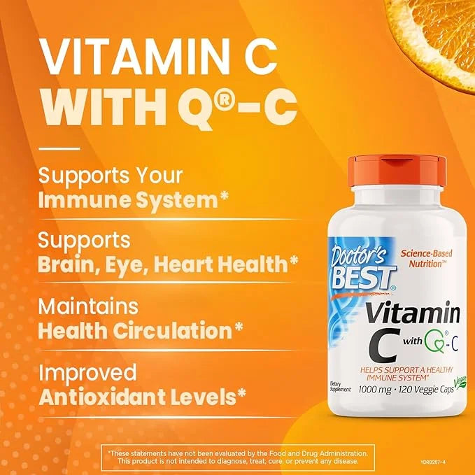 Doctor's Best Vitamin C with Q-C 1000mg Non-GMO, 120 Count
