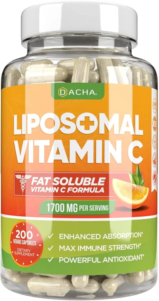 DACHA Natural Liposomal Vitamin C 1700mg, 200 200 Capsules,