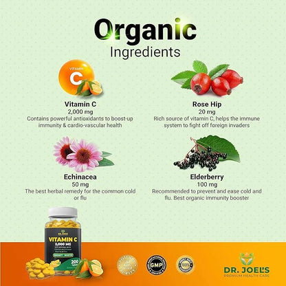 Dr. JOEL'S Immune Support Vitamin C 2000 mg 200 Tablets