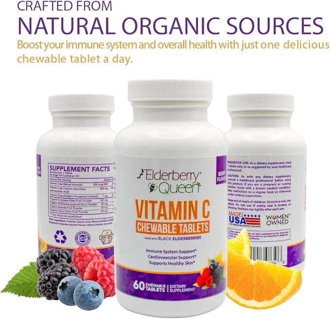 Elderberry Queen Chewable Vitamin C 500mg 60 Count
