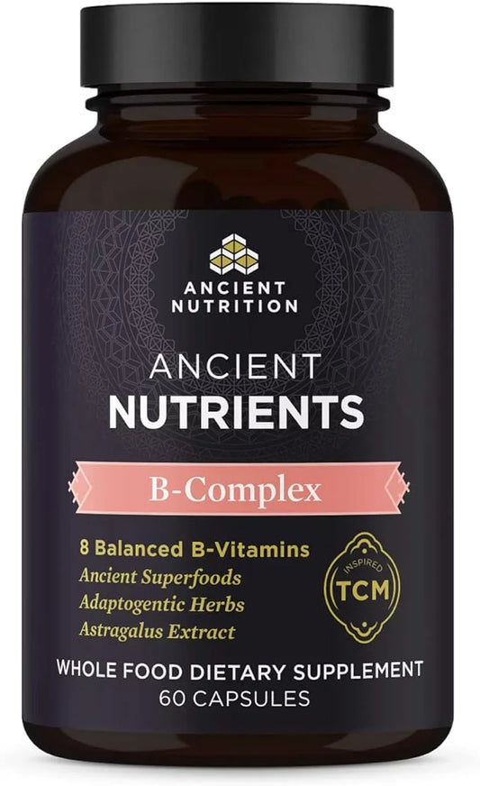 Ancient Nutrition Vitamin B Complex Supplement, 8 Balanced 60 Capsules