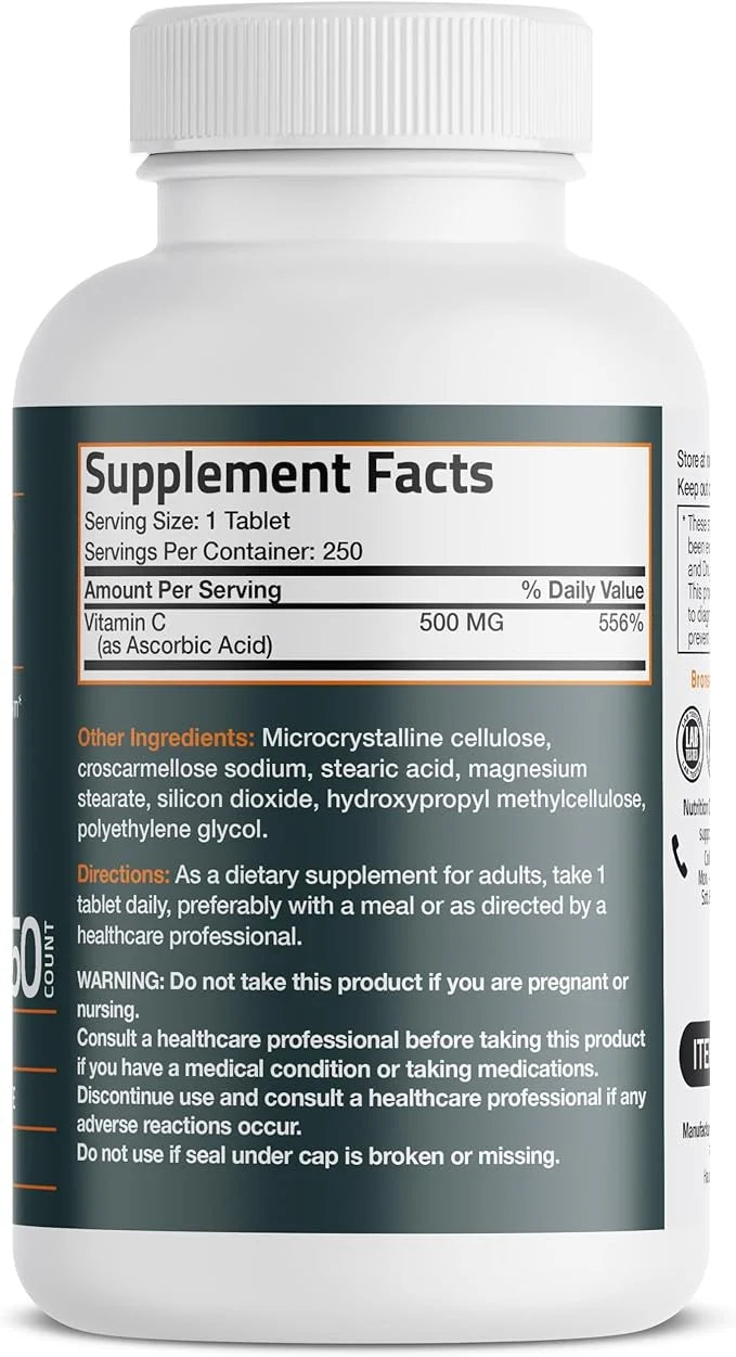 Bronson Vitamin C 500 MG Supports 250 Vegetarian