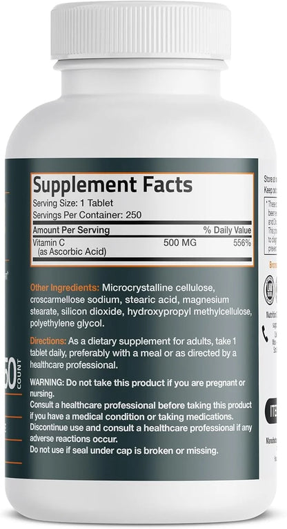 Bronson Vitamin C 500 MG Supports 250 Vegetarian