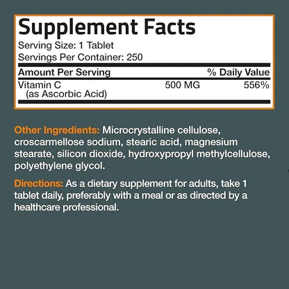 Bronson Vitamin C 500 MG Supports 250 Vegetarian