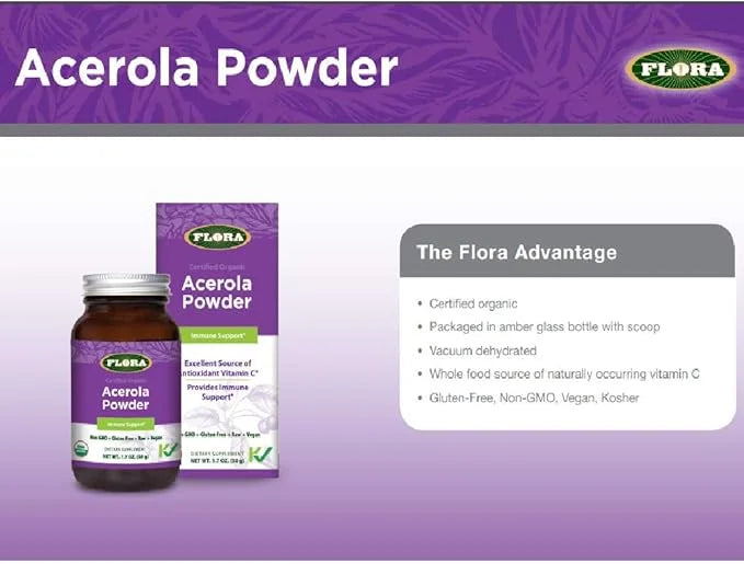 Flora - Acerola Powder, Daily Immune 1.7-oz. Glass