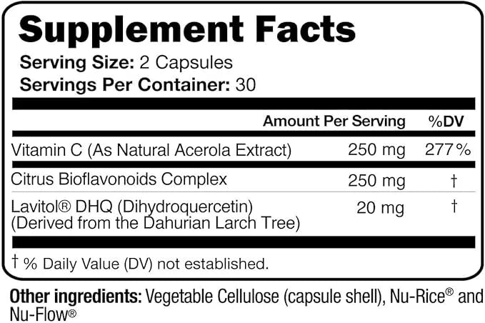 100% Natural Vitamin C from Acerola 250 mg 250 mg, 60 Capsules