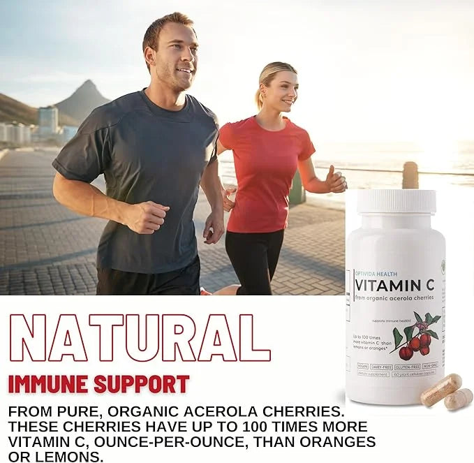 OPTIVIDA Vitamin C Plant-Based Complex: Natural 60 Serv.