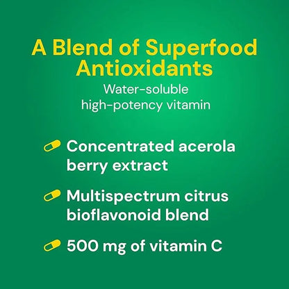 Country Life Acerola Vitamin C Complex, 500mg, Chewable 180 Wafers,