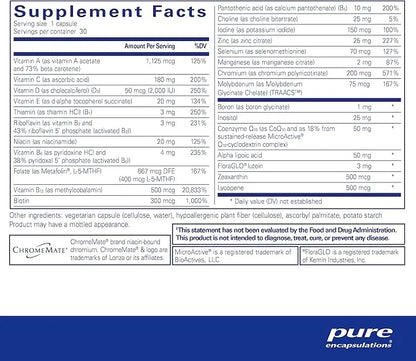 Pure Encapsulations O.N.E. Multivitamin CoQ10, and 30 Capsules
