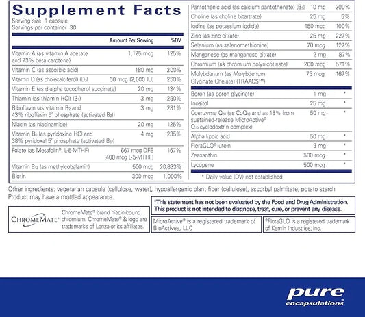 Pure Encapsulations O.N.E. Multivitamin CoQ10, and 30 Capsules