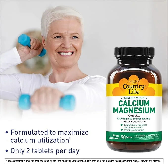 Country Life Target-Mins Calcium Magnesium Complex 1000mg/500mg, 90 90 Tablets,