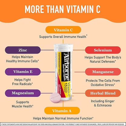 Airborne 1000mg Vitamin C with Zinc, 30 Fizzy