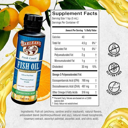 Barlean's Omega 3 Fish Oil Supplement, 8 oz