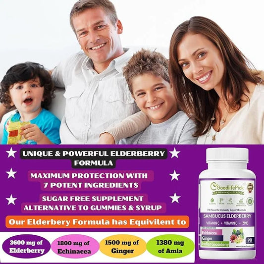 7 in 1 Elderberry with ZINC, 90 ct,